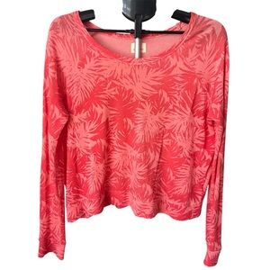 Sundry Women’s Coral Leaf Print Long Sleeve Top Size 1